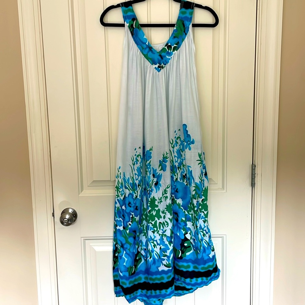 Uniti Casuals Beach Cover Up Dress Long, OS, Floral Swim Sleeveless Swimsuit